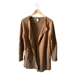 J. Crew 100% Cotton Open Front Cardigan Sweater Camel Brown Size Small